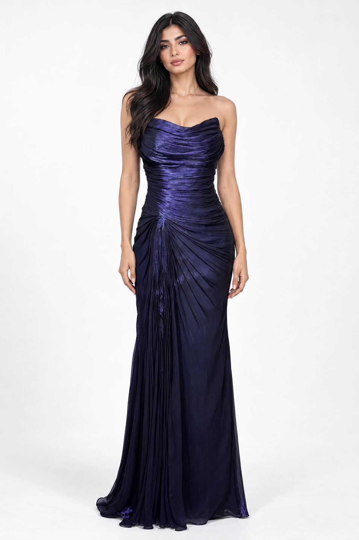 Strapless Sweetheart Gathered Organza Dress