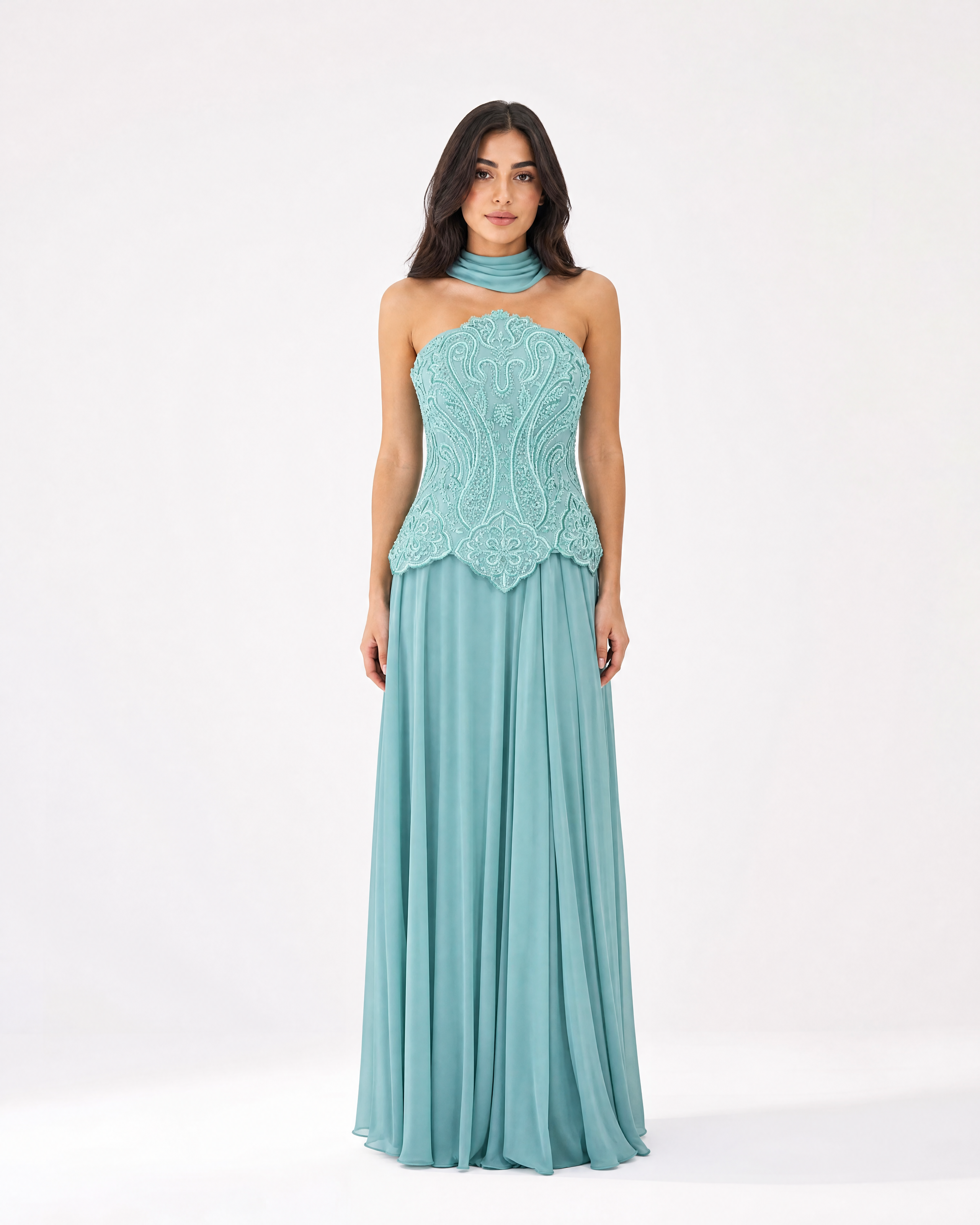 Embroidery Corset Chiffon Skirt Set