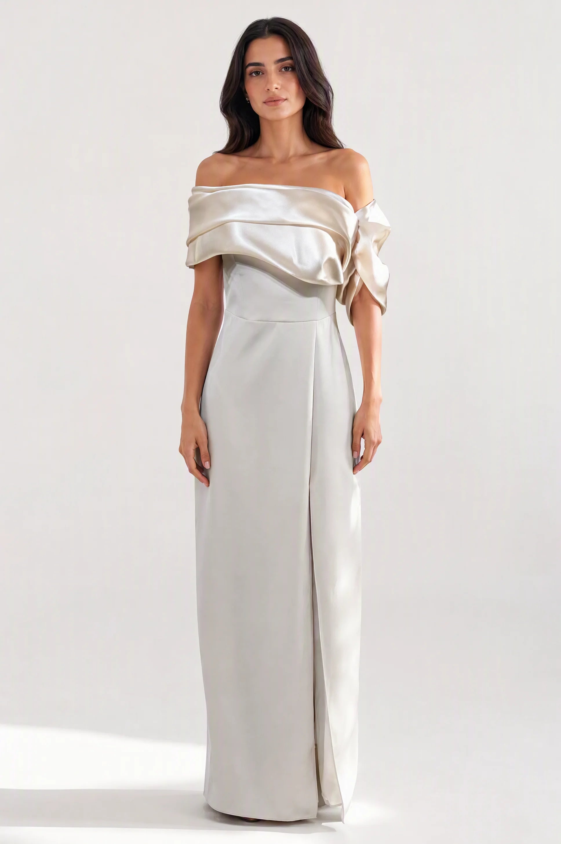Draped One Shoulder Crepe Dress