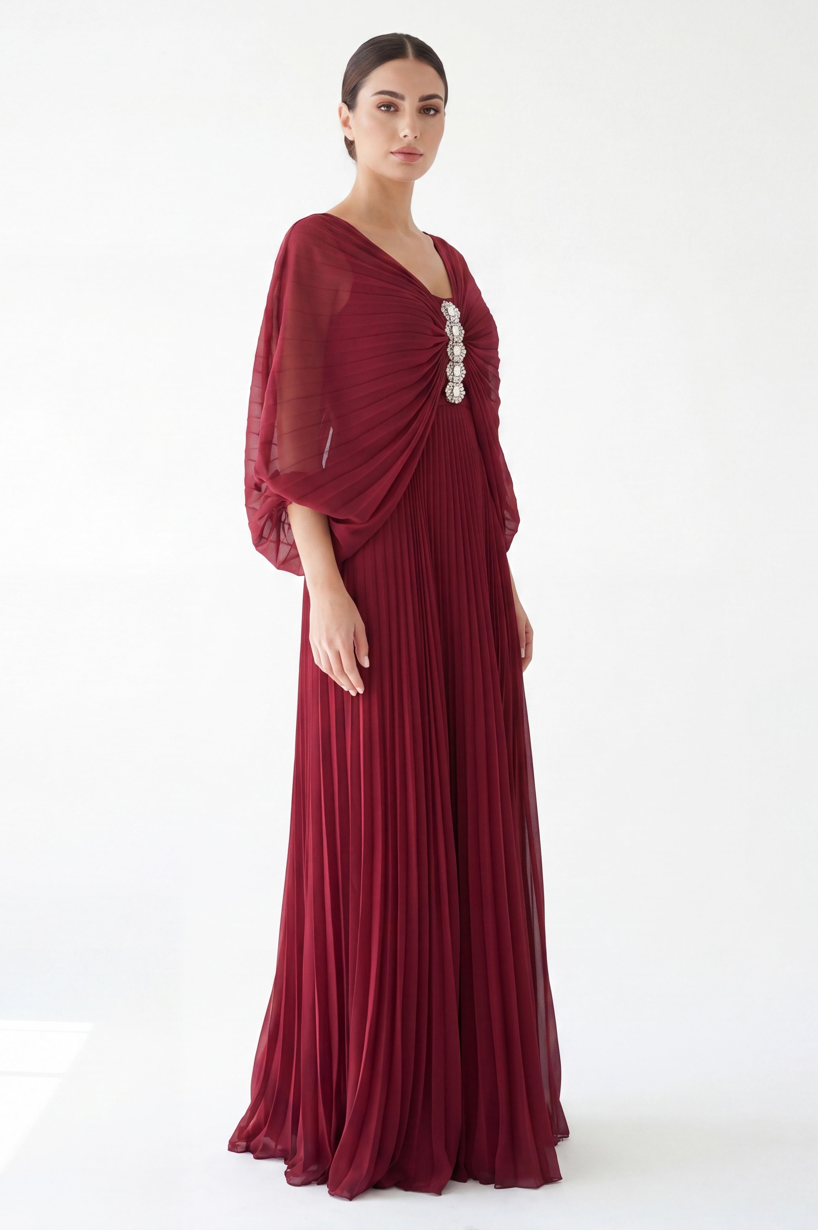 Butterfly Plisse Chiffon Dress