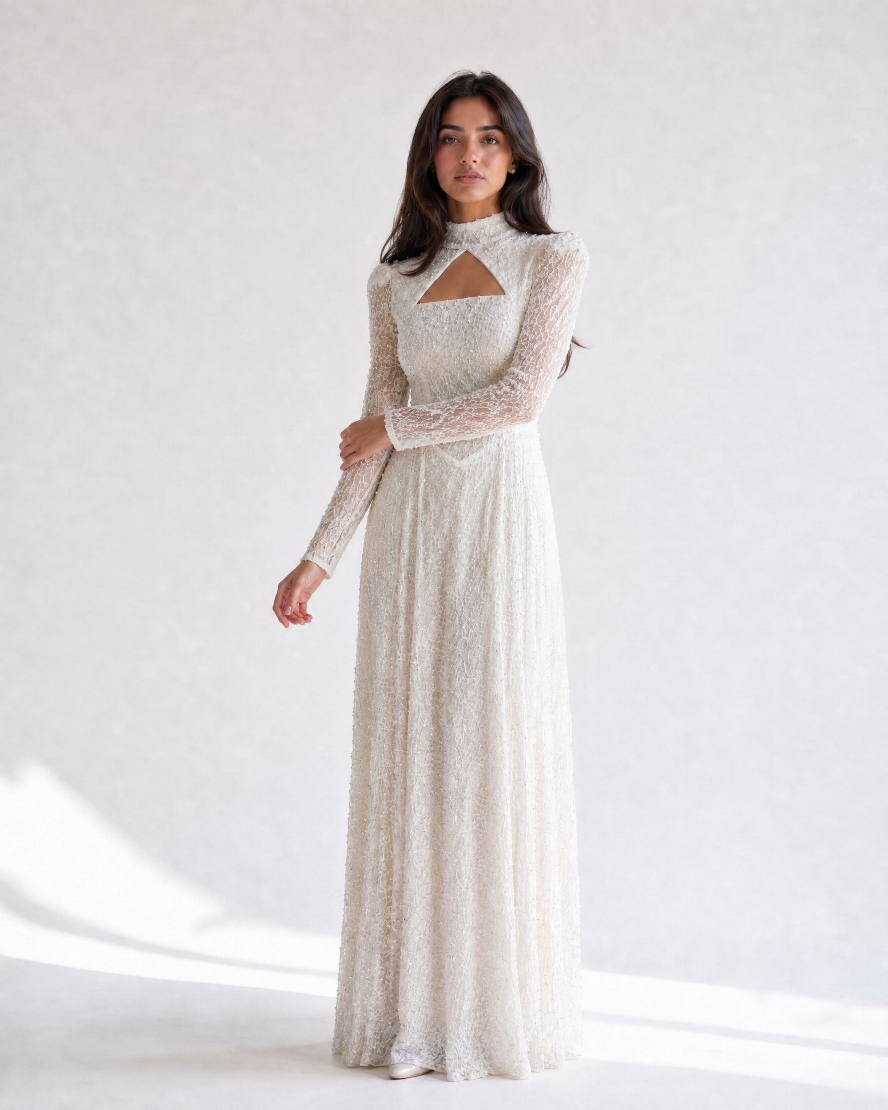 High Neck Bridal Skirt Sequin Dress