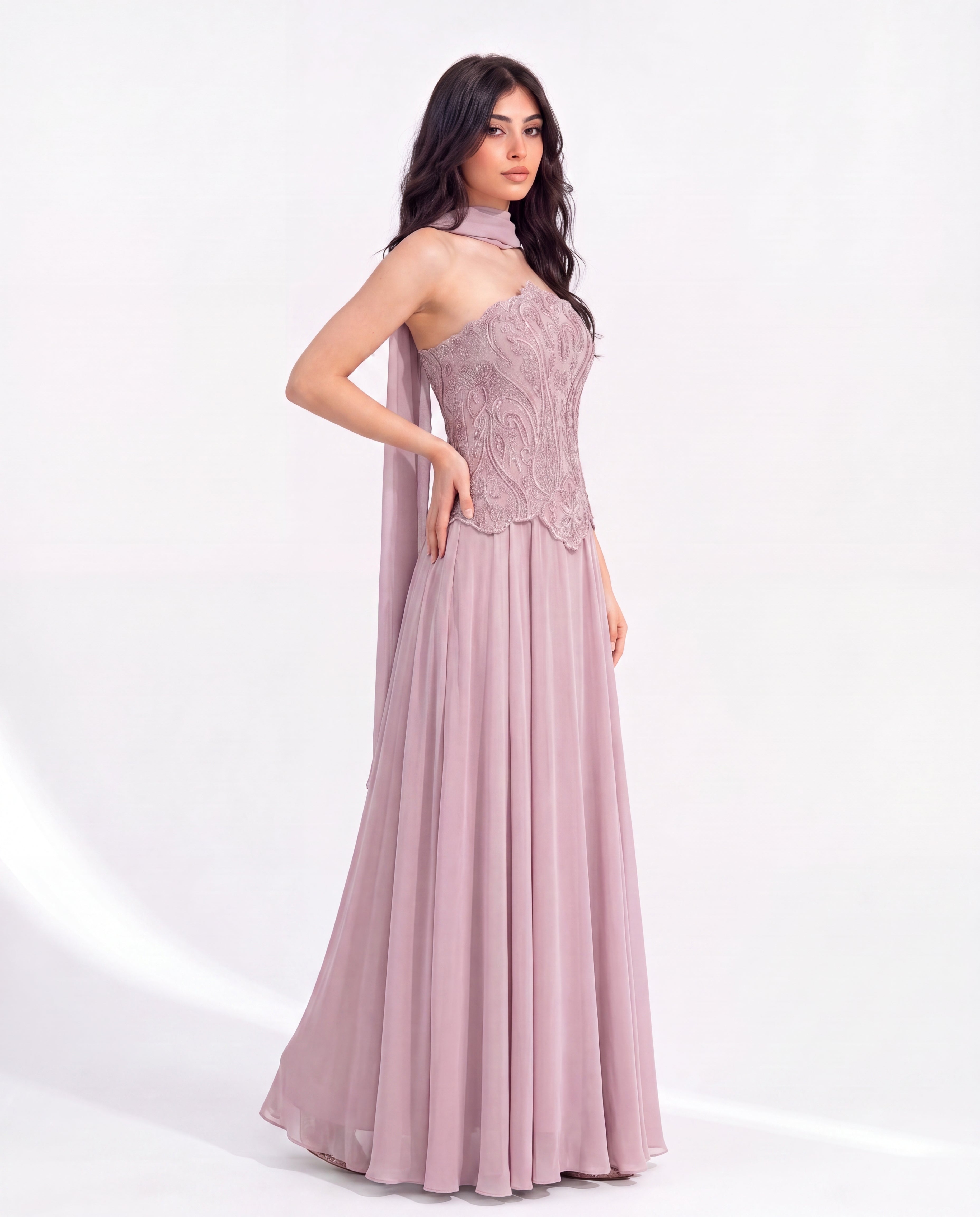Embroidery Corset Chiffon Skirt Set
