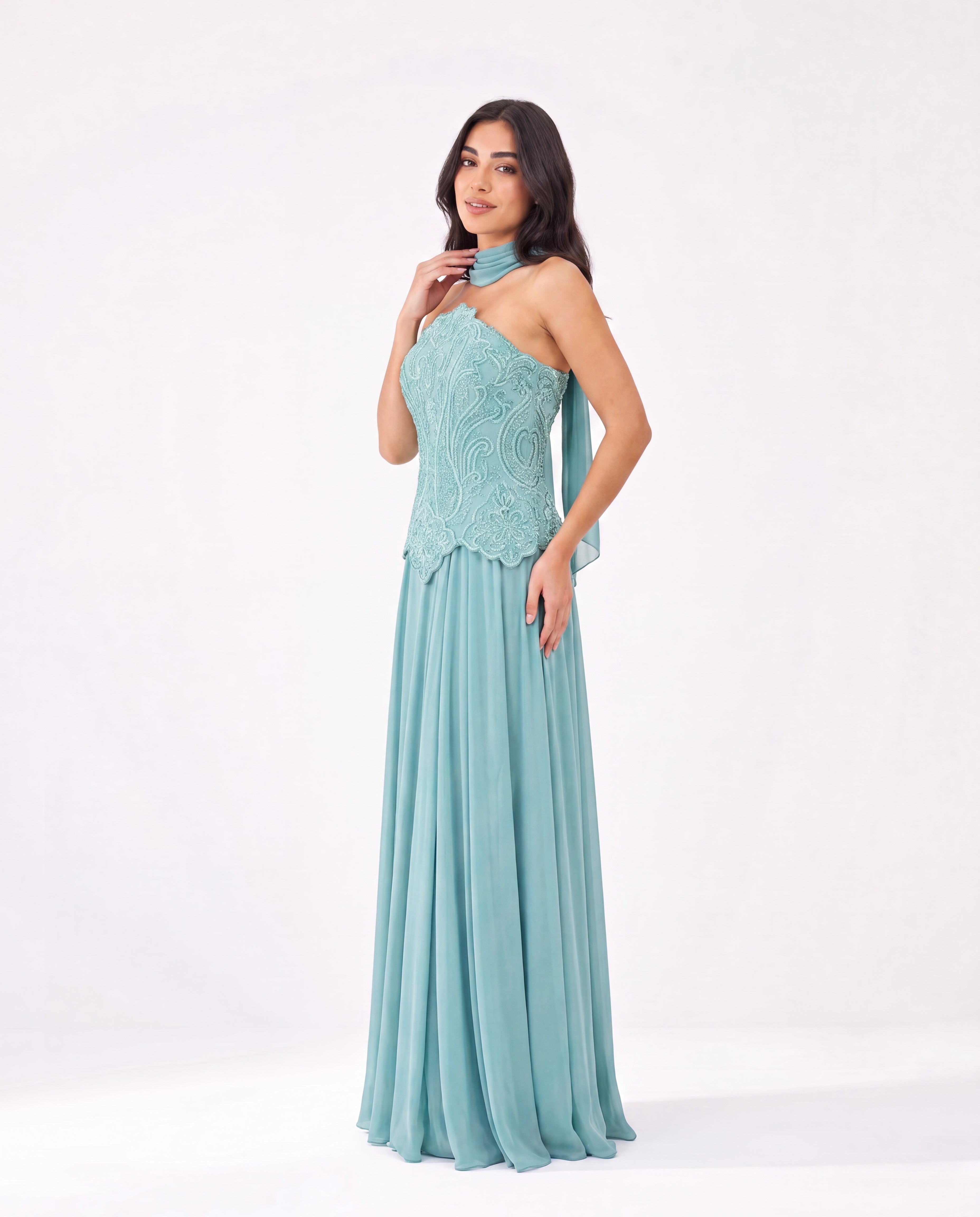 Embroidery Corset Chiffon Skirt Set