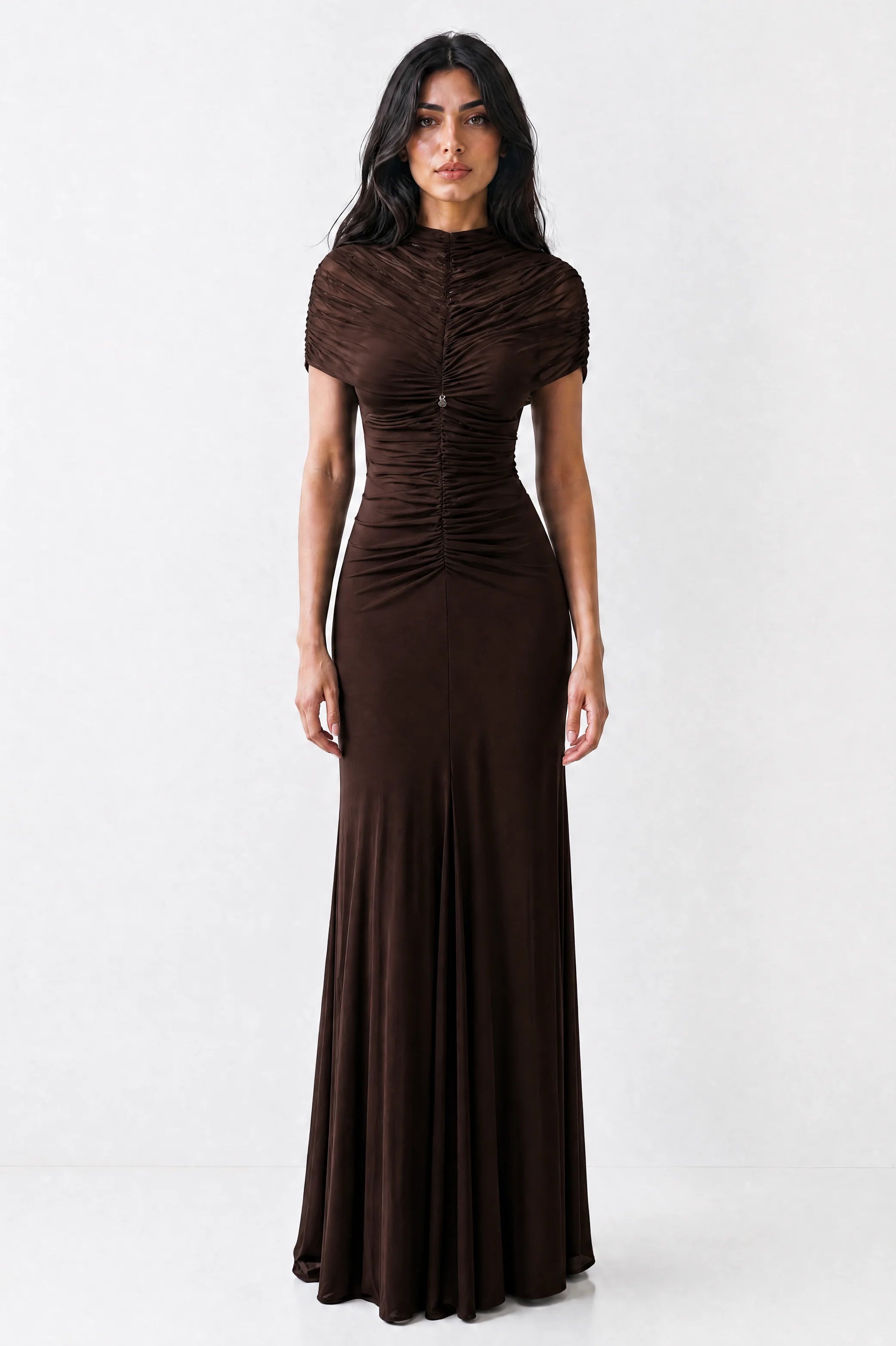 Gathered Neck-Line Off Shoulder Tulle Dress