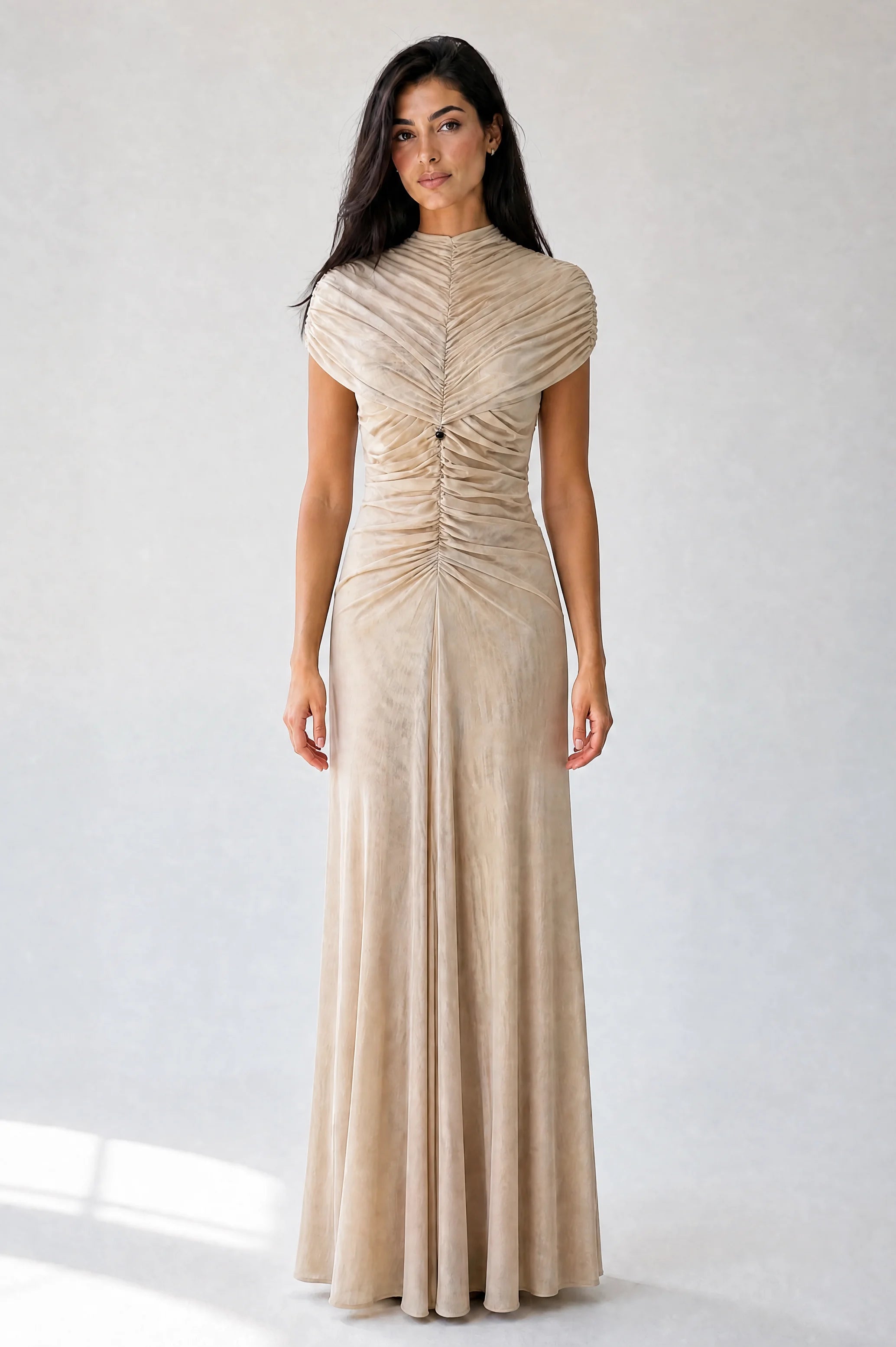 Gathered Neck-Line Off Shoulder Tulle Dress