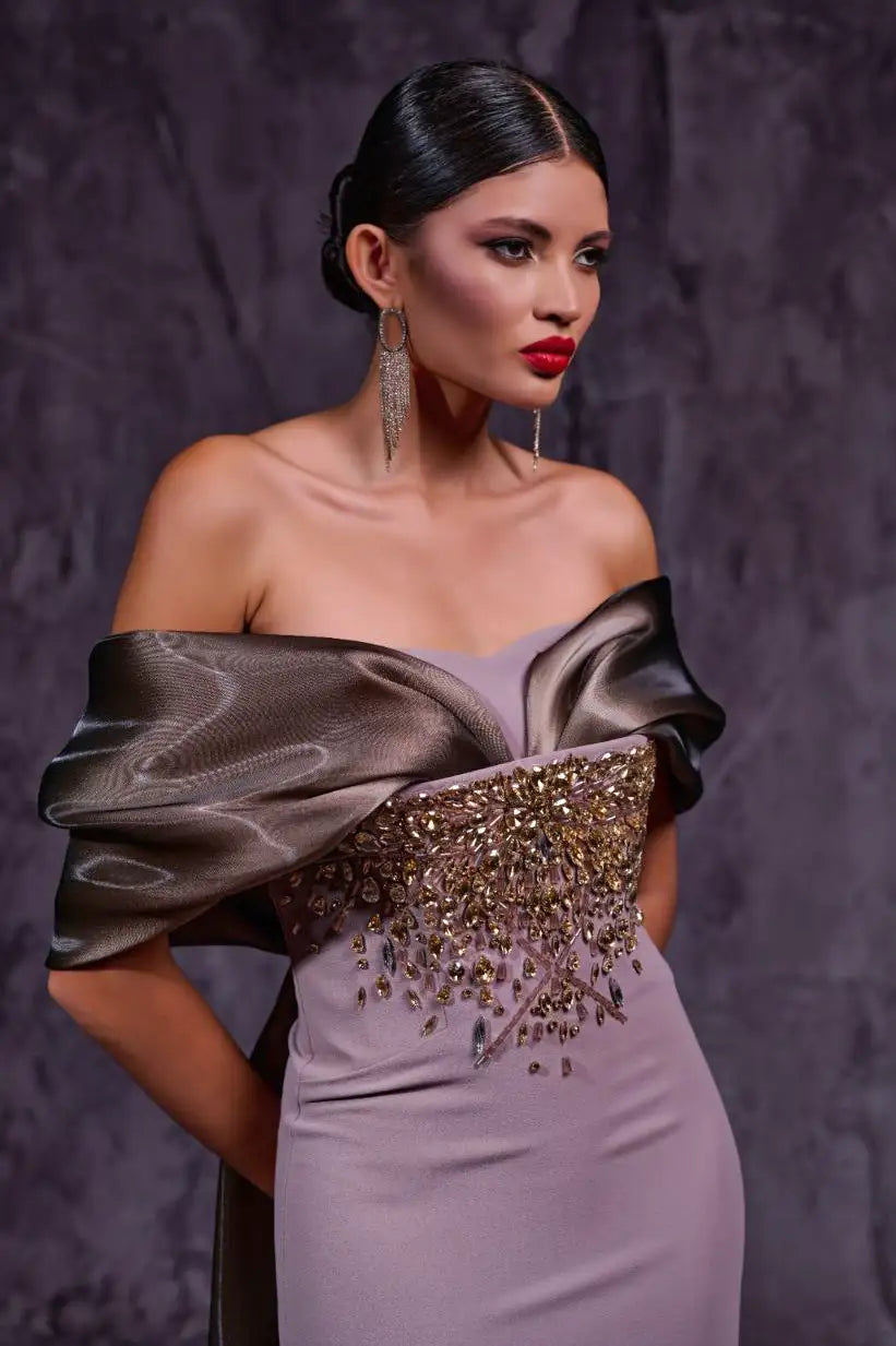 Infinity Shoulder Crepe Dress