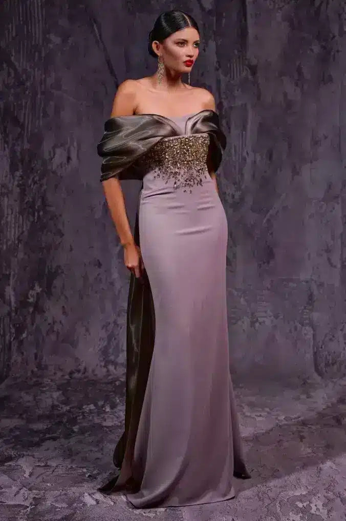 Infinity Shoulder Crepe Dress