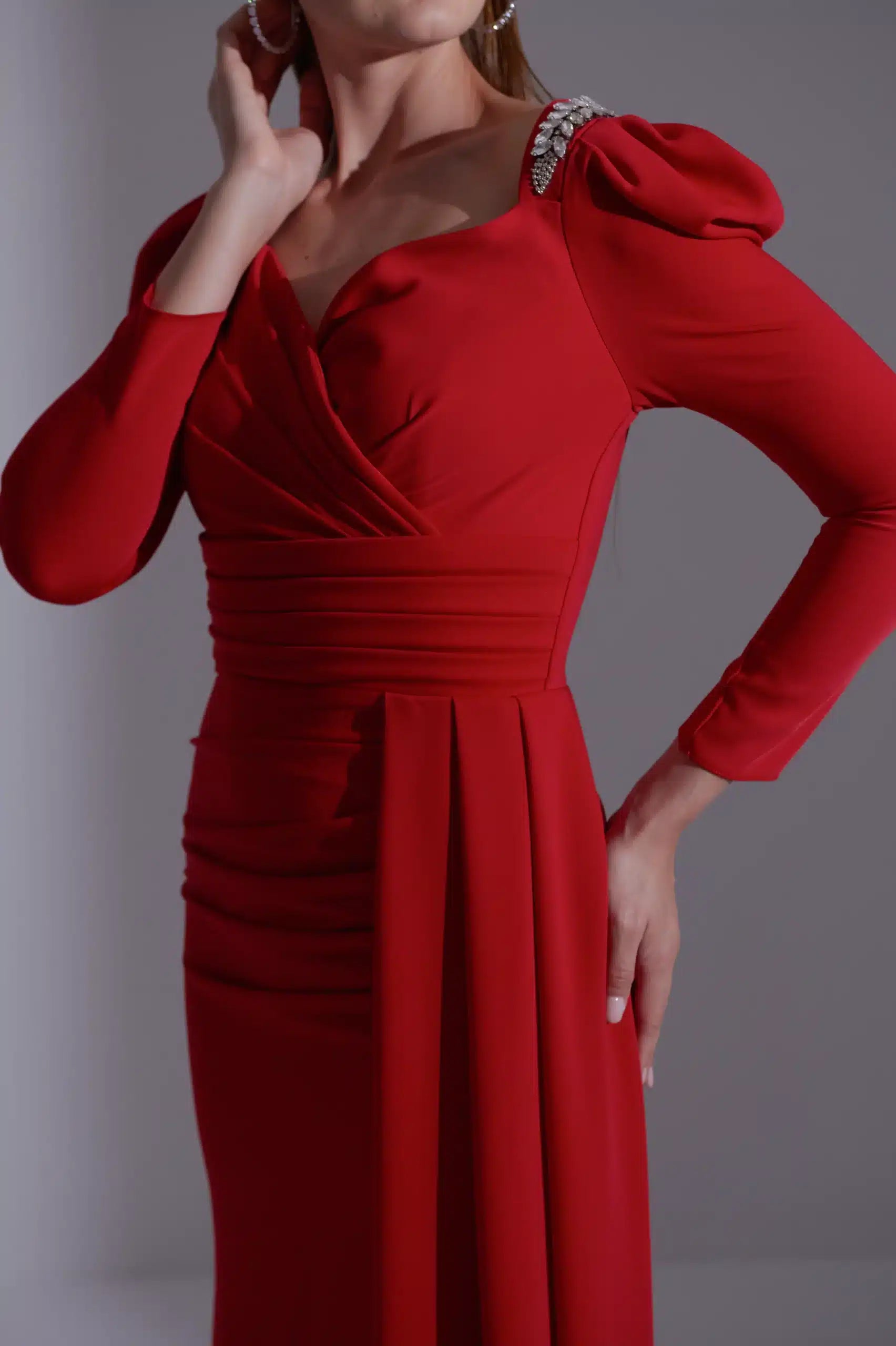 Side Tail Pleated Crepe Dress