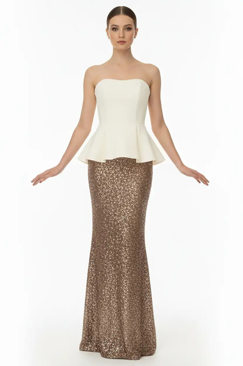 Corset Crepe Sequin Dress
