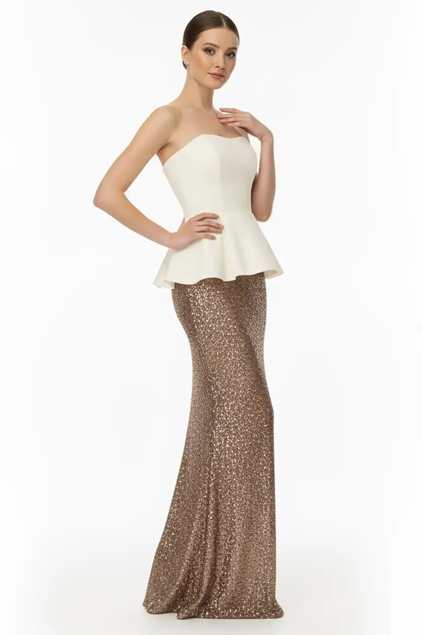 Corset Crepe Sequin Dress