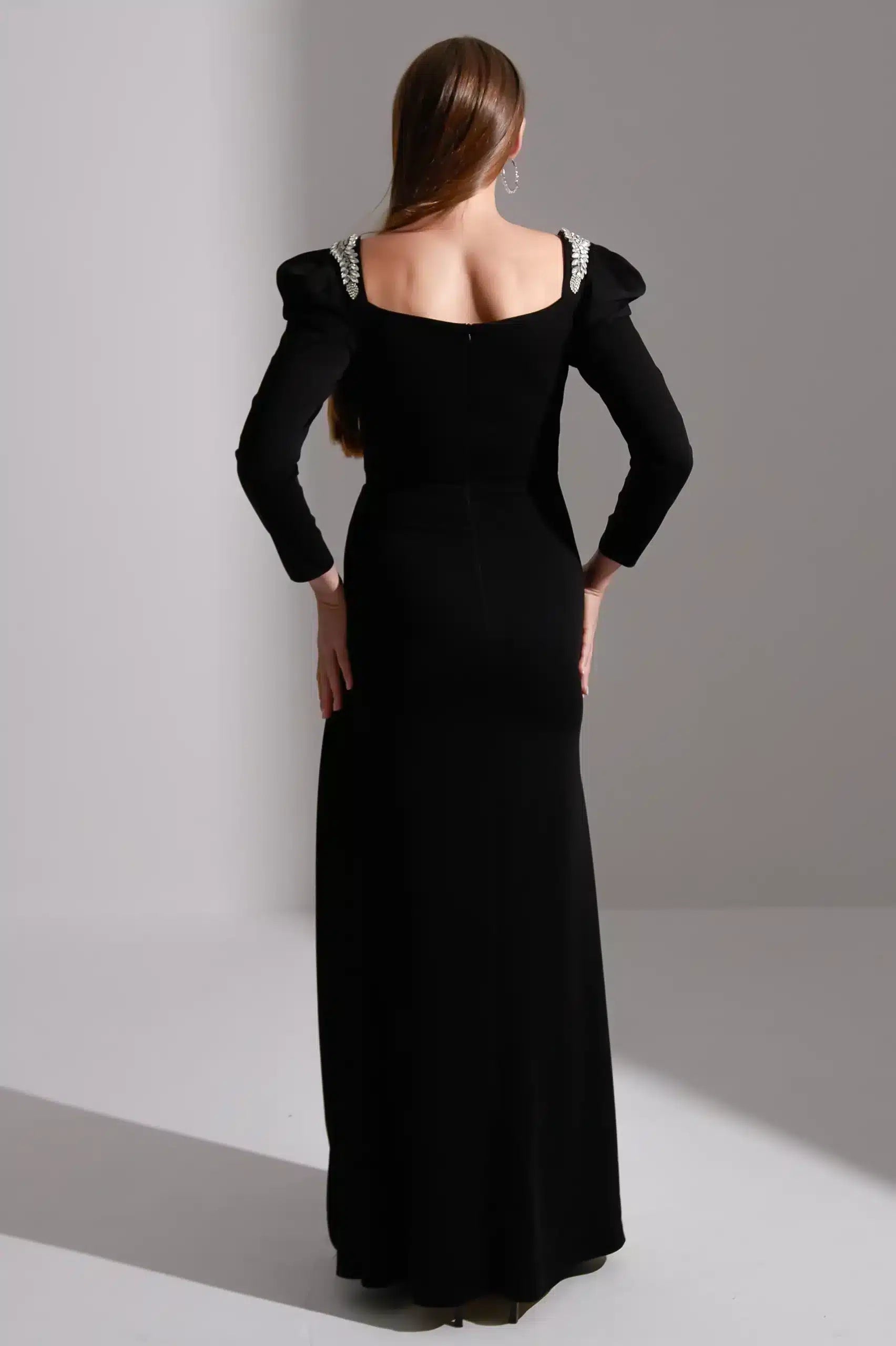 Side Tail Pleated Crepe Dress