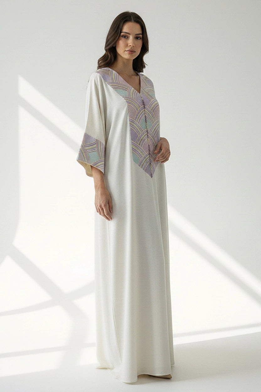 V-Neck Embroidered Jalabiya