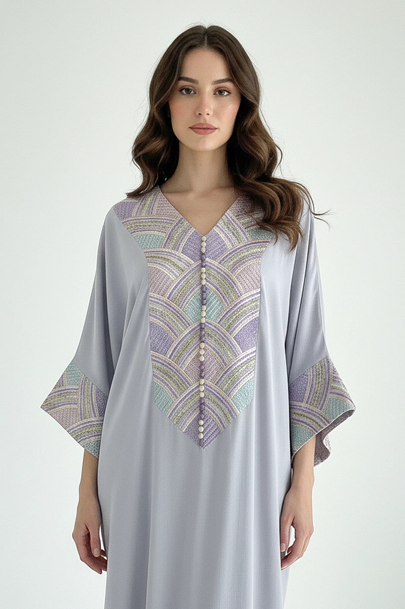V-Neck Embroidered Jalabiya