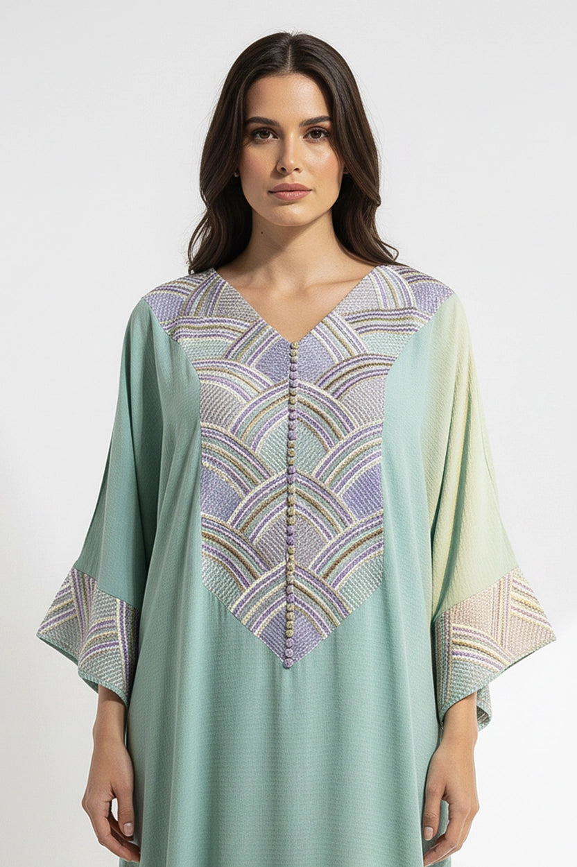 V-Neck Embroidered Jalabiya