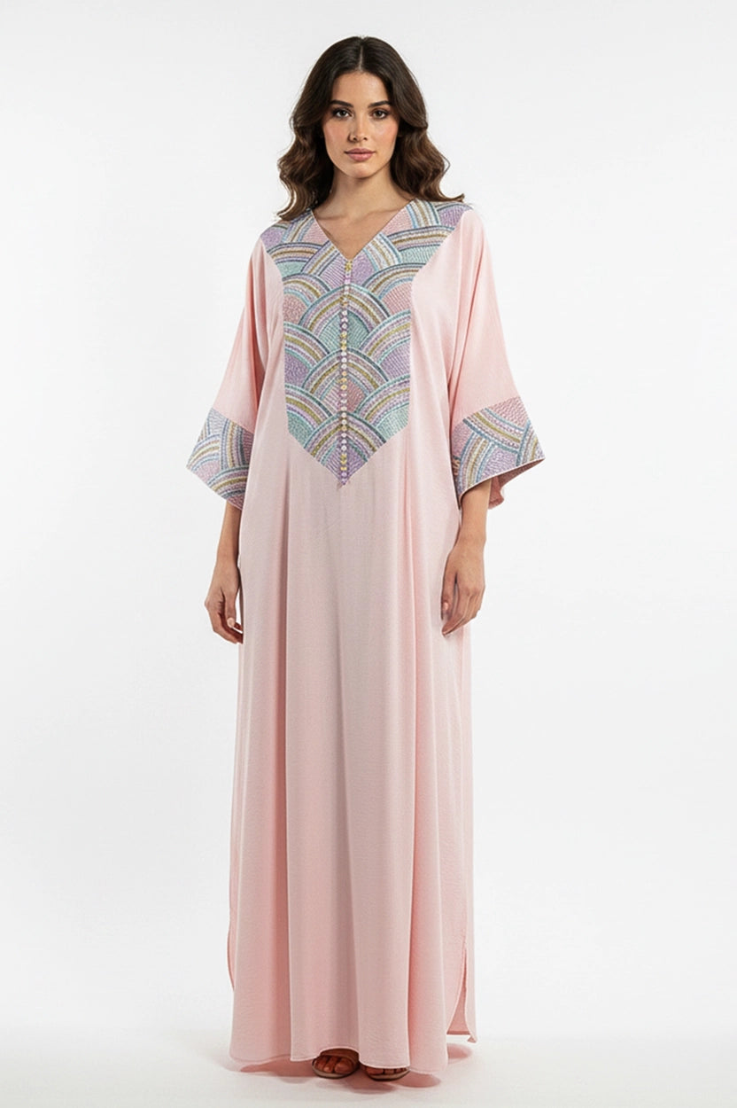 V-Neck Embroidered Jalabiya