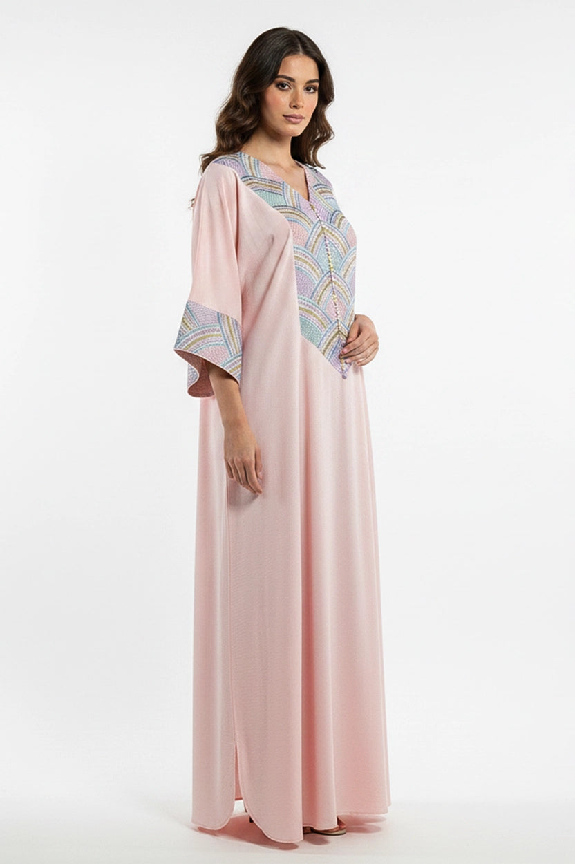 V-Neck Embroidered Jalabiya