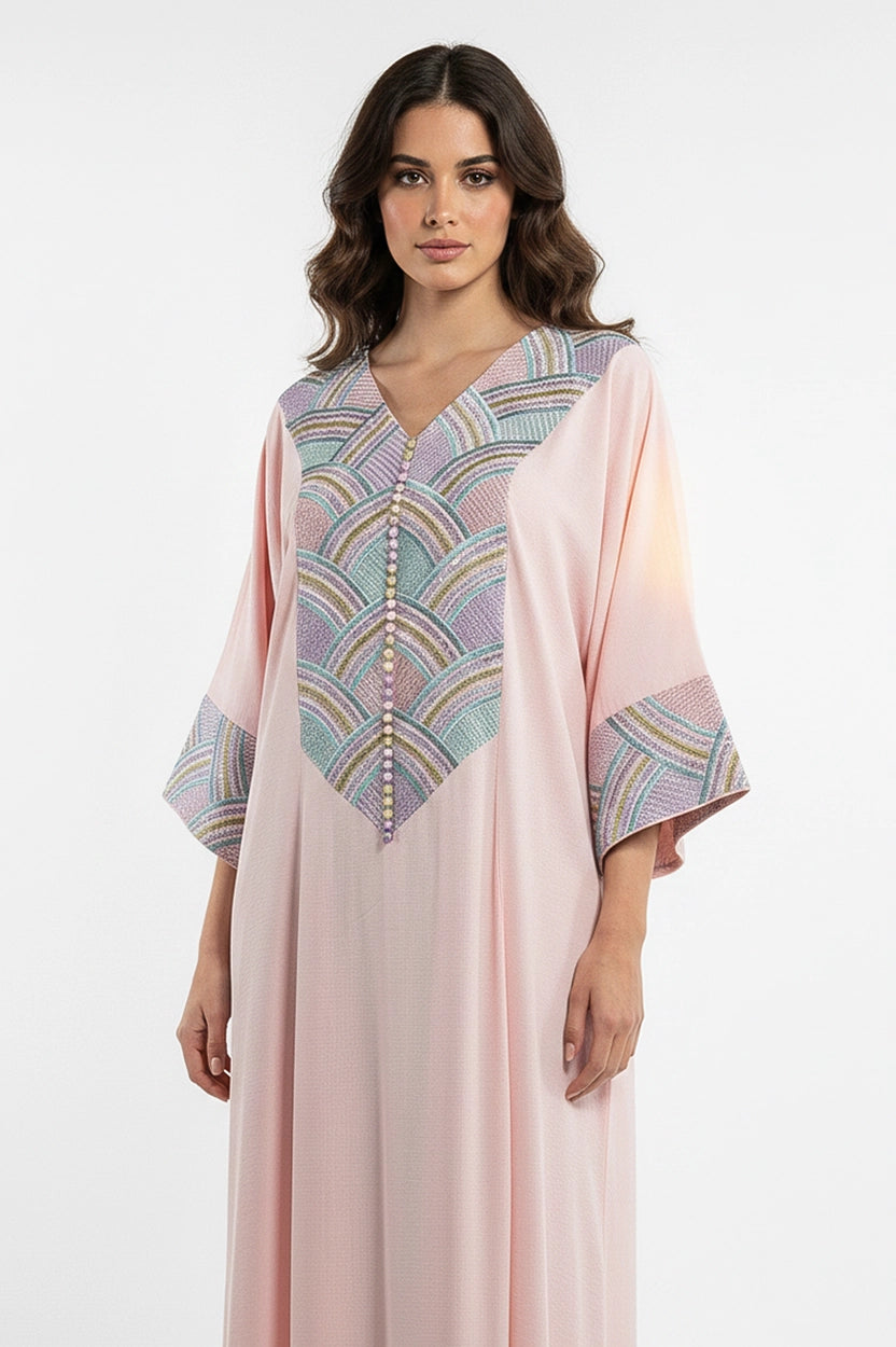 V-Neck Embroidered Jalabiya