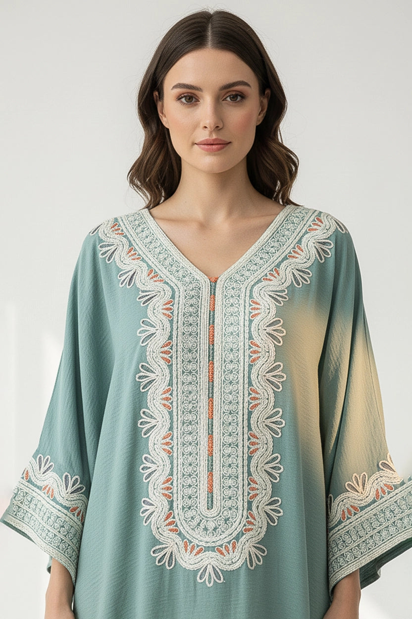 Round Neck Tiny Shine Crystal Details Jalabiya