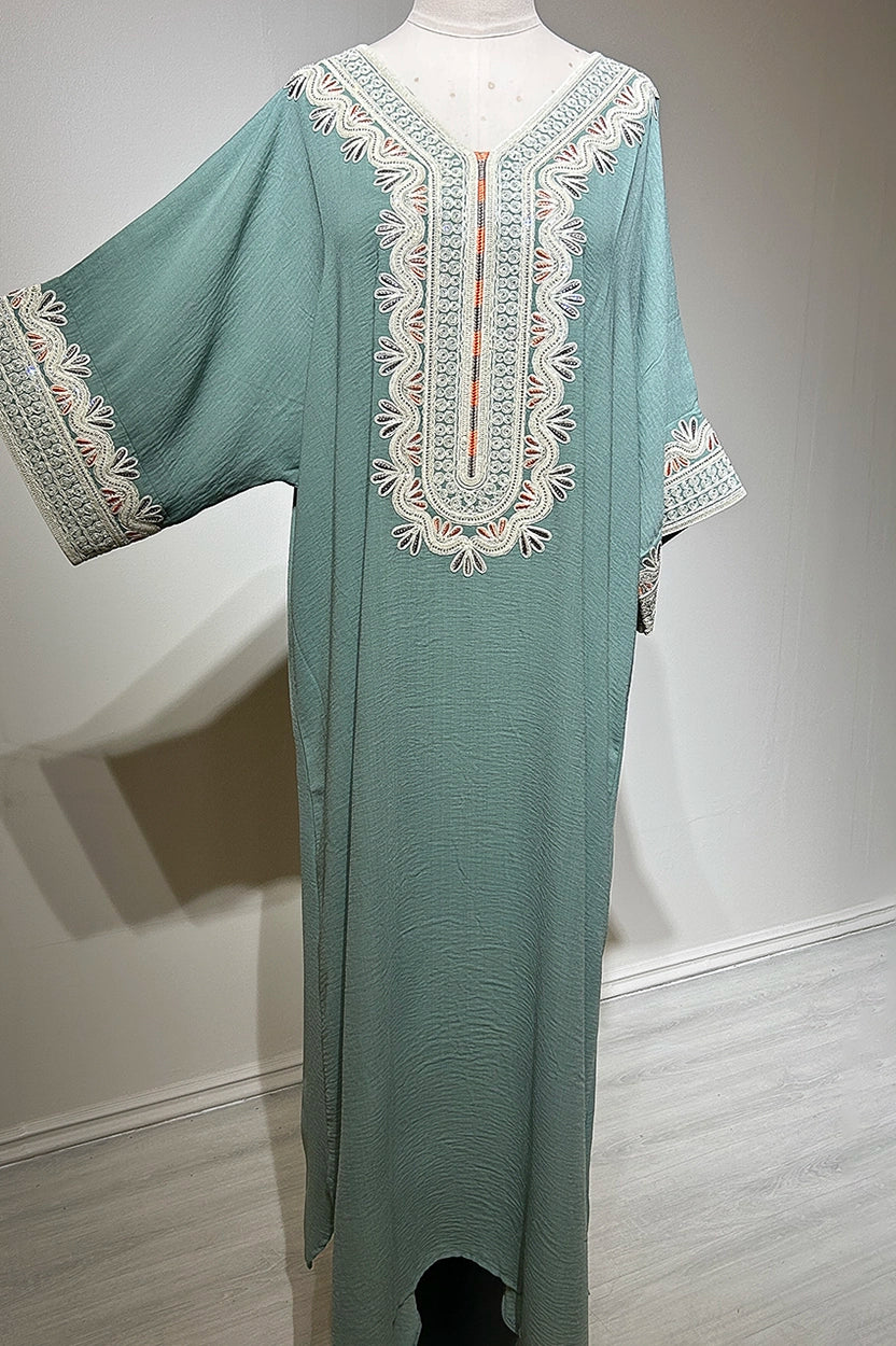 Round Neck Tiny Shine Crystal Details Jalabiya