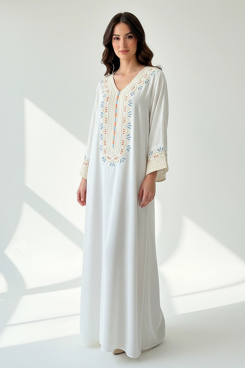 Round Neck Tiny Shine Crystal Details Jalabiya