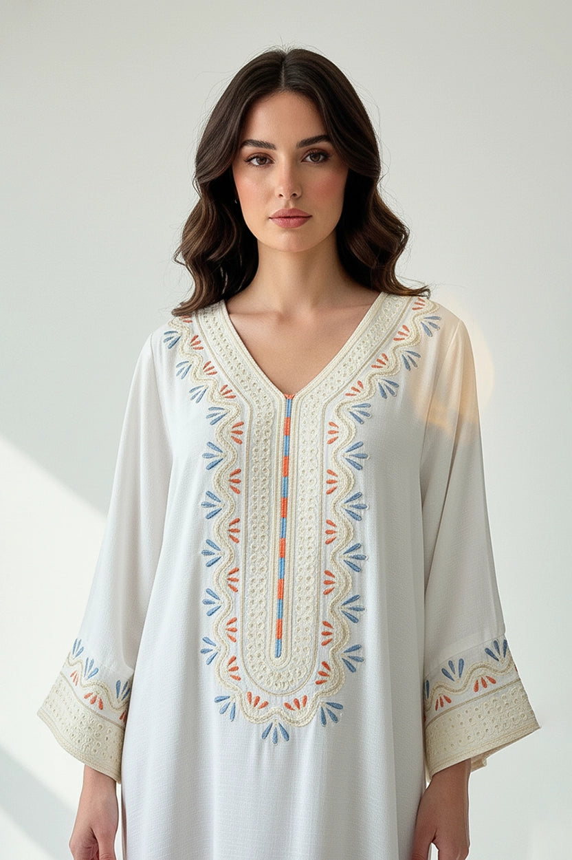 Round Neck Tiny Shine Crystal Details Jalabiya