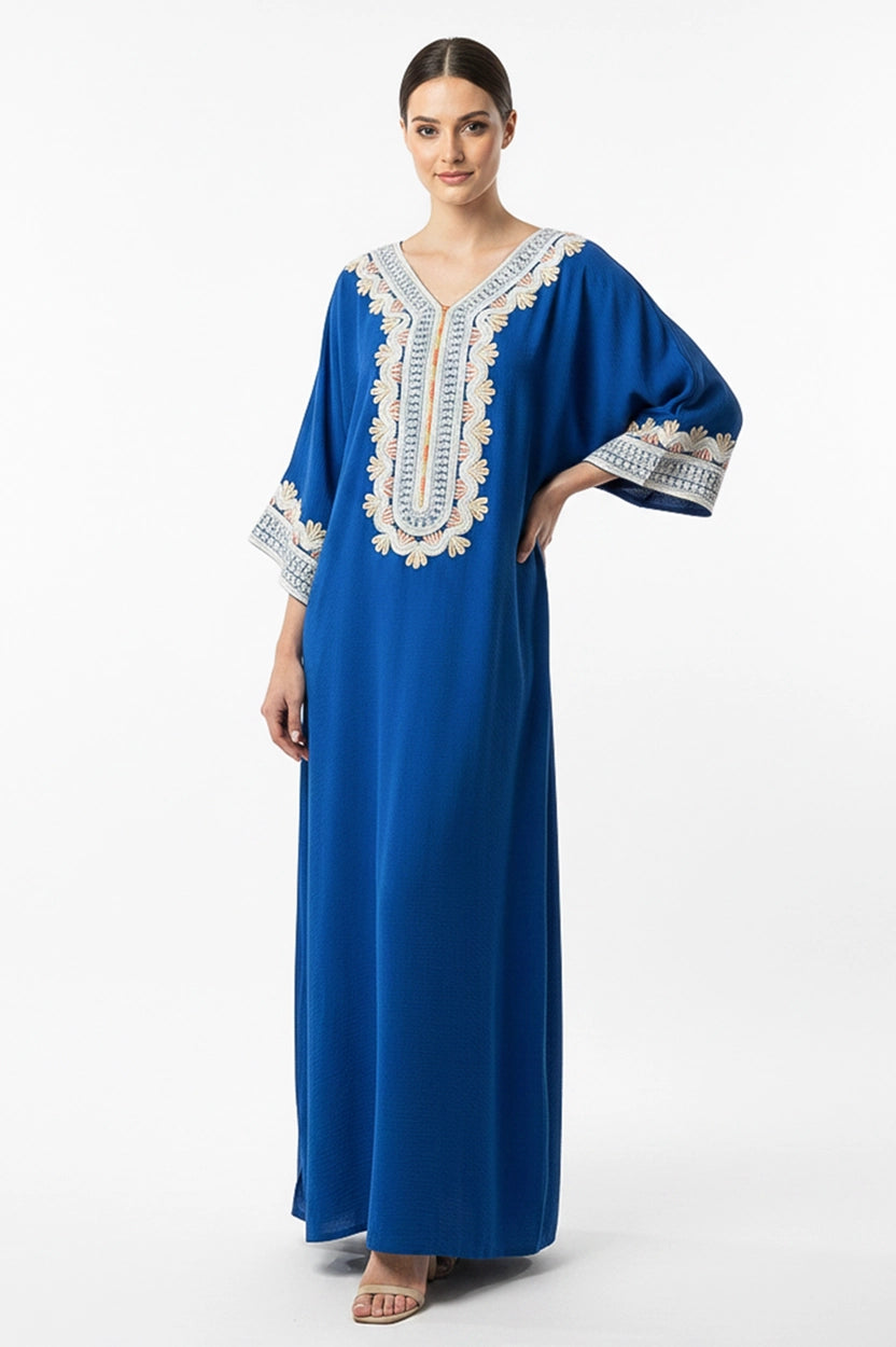 Round Neck Tiny Shine Crystal Details Jalabiya