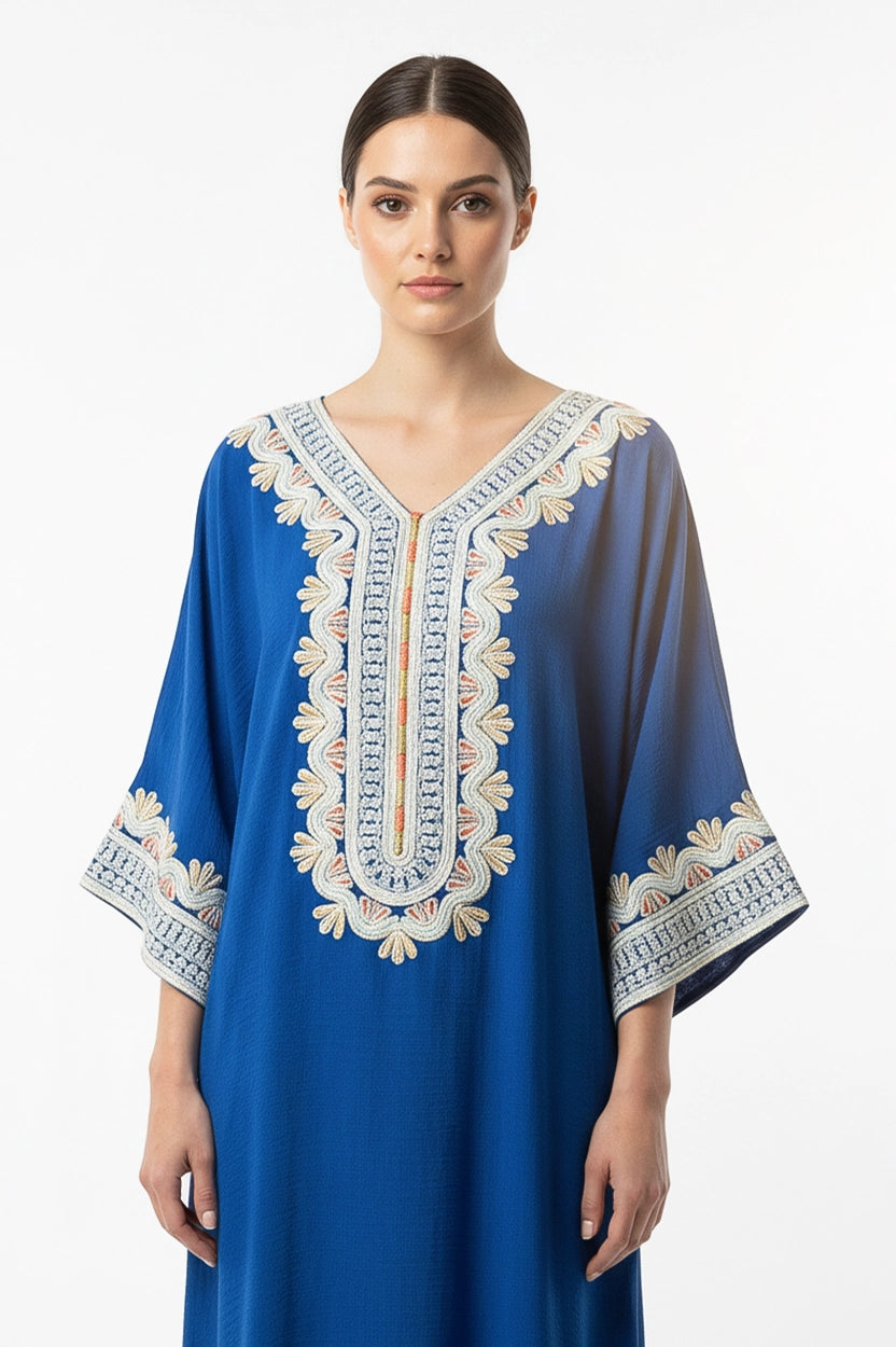 Round Neck Tiny Shine Crystal Details Jalabiya