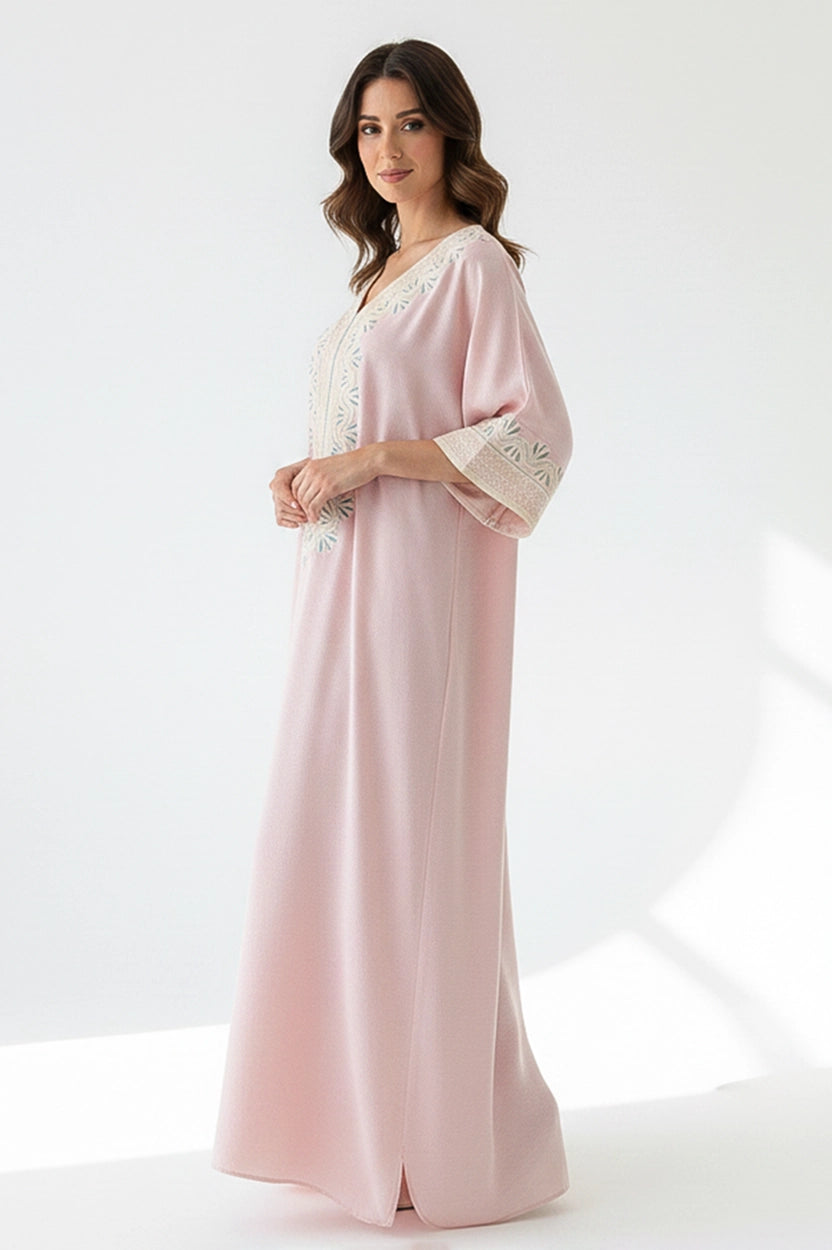 Round Neck Tiny Shine Crystal Details Jalabiya
