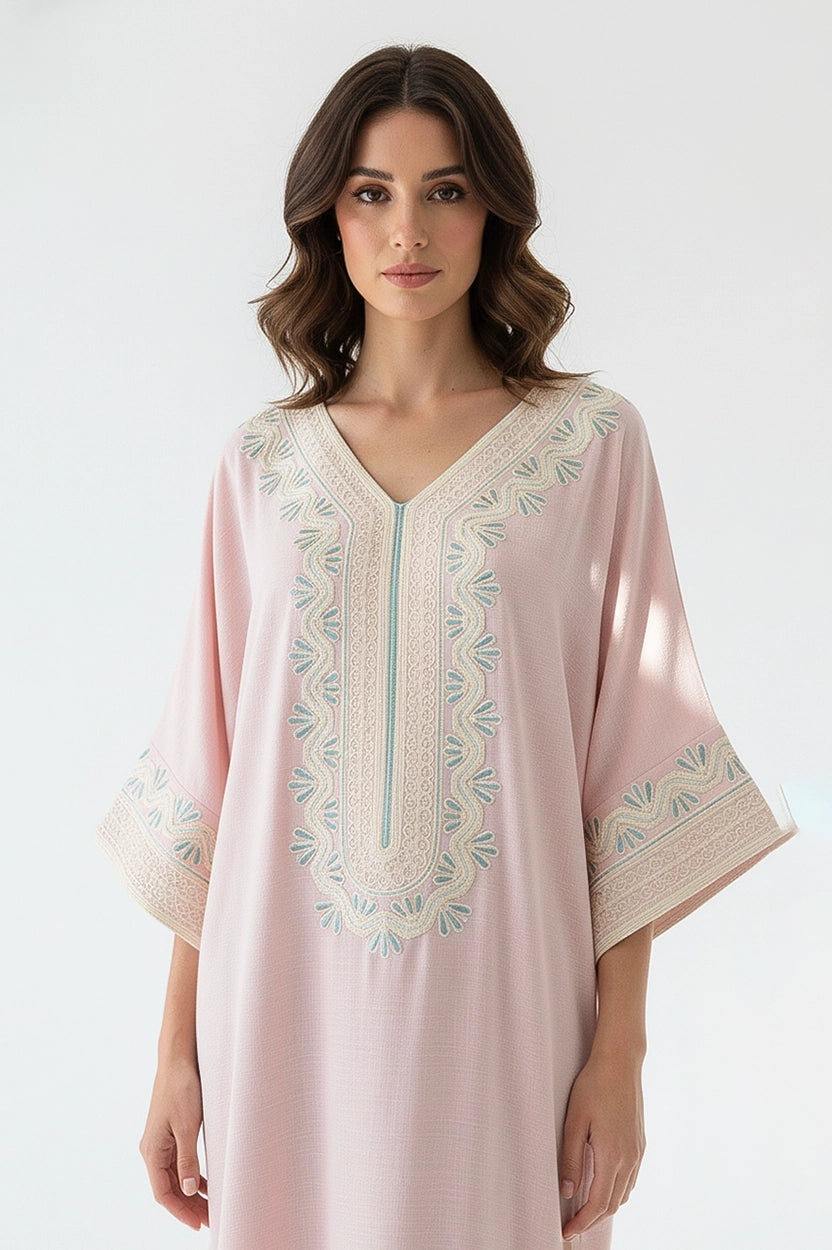 Round Neck Tiny Shine Crystal Details Jalabiya