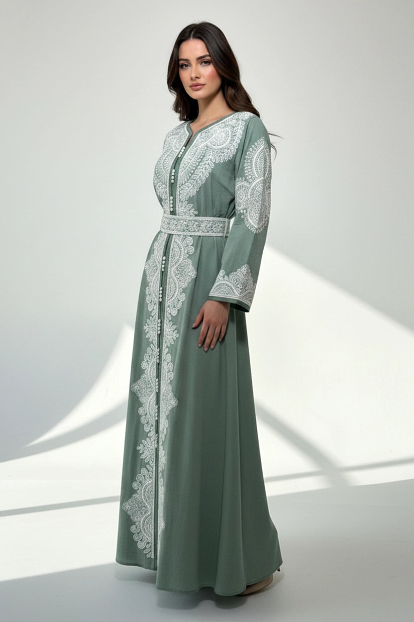 Laced Embroidered Kaftan