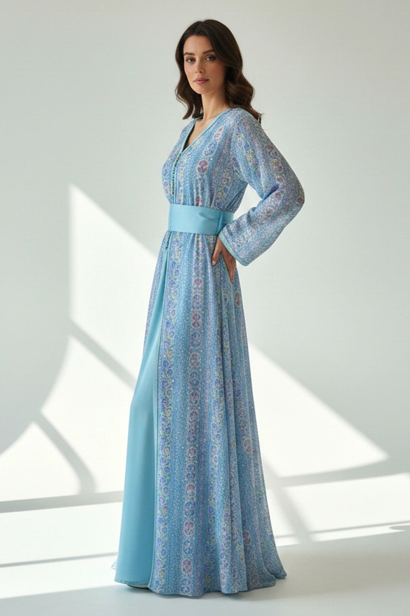 Flowers Shape Embroidered Kaftan