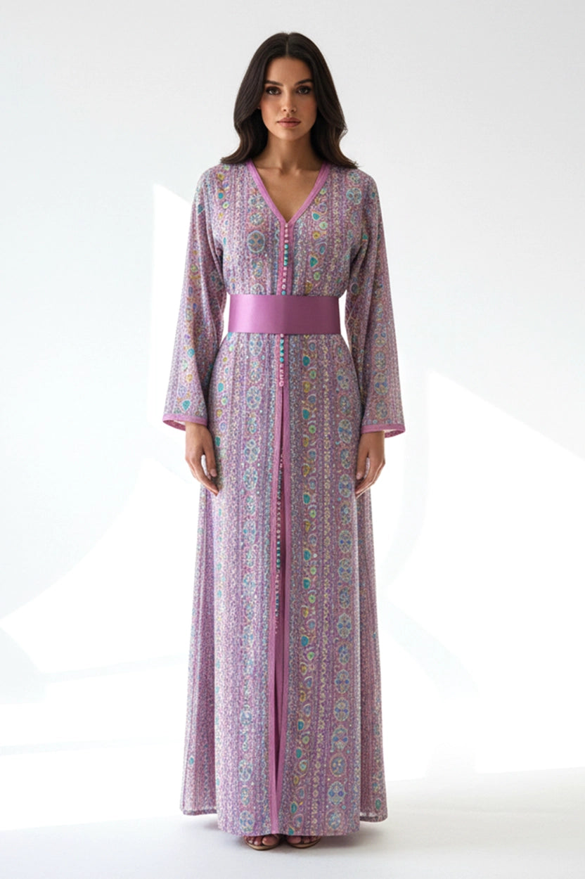 Flowers Shape Embroidered Kaftan