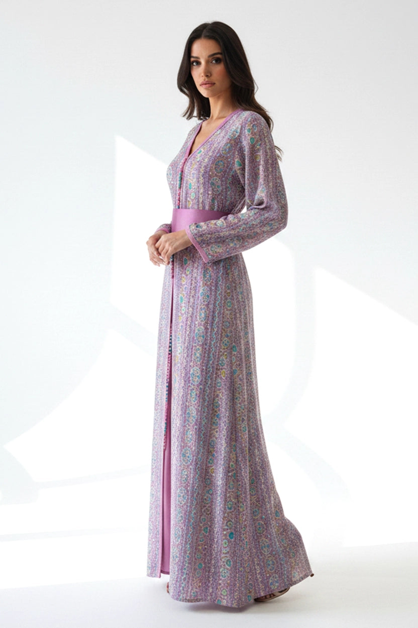 Flowers Shape Embroidered Kaftan