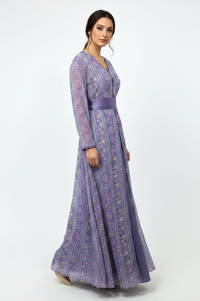Flowers Shape Embroidered Kaftan