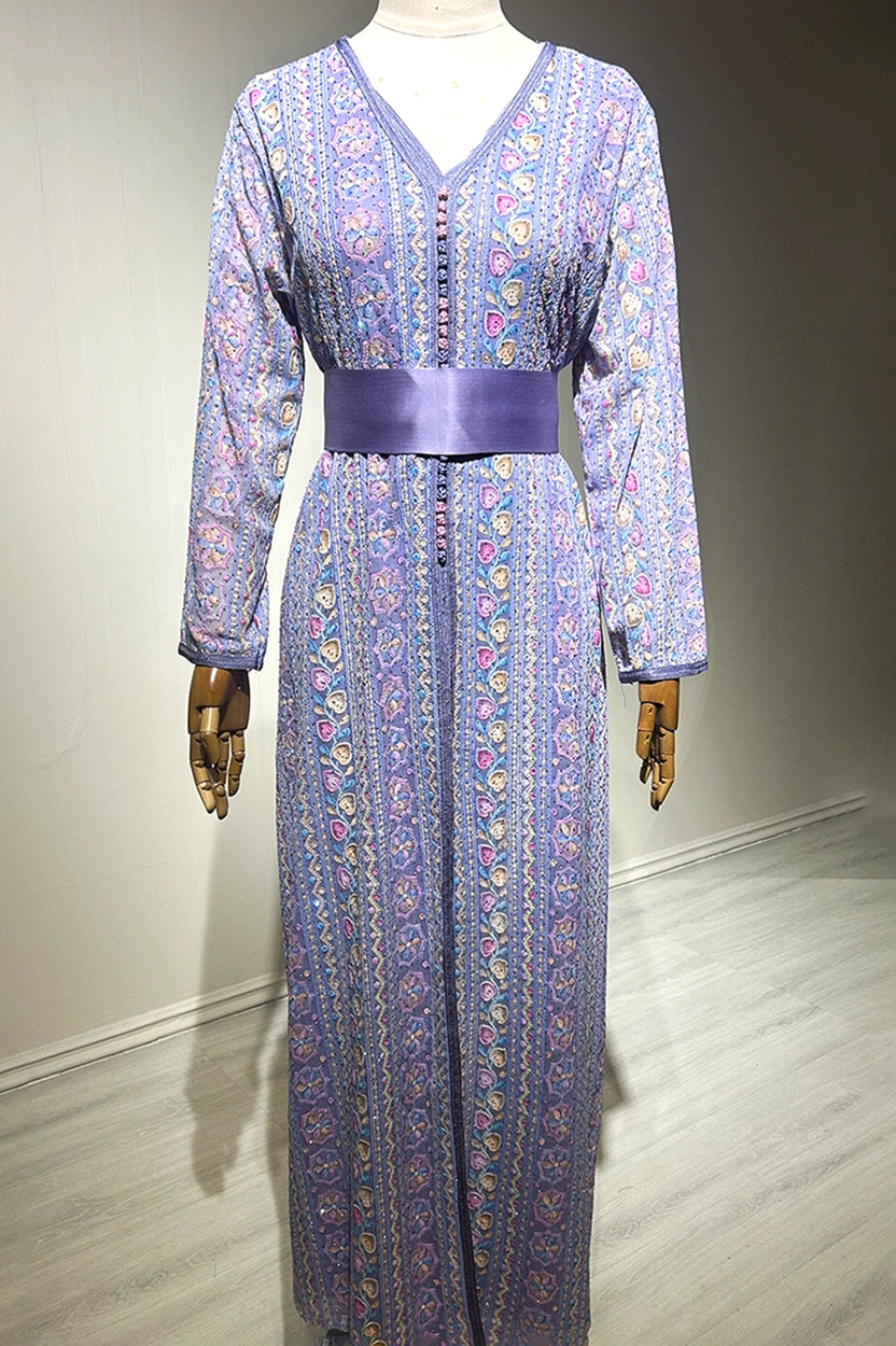 Flowers Shape Embroidered Kaftan