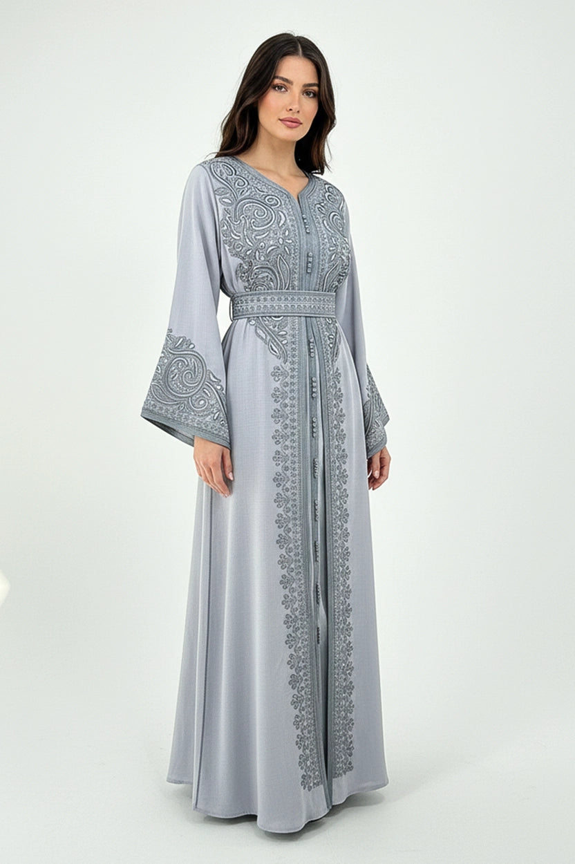 Embroidered V-Neck Kaftan