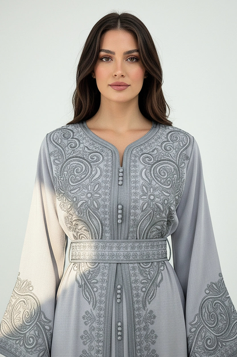 Embroidered V-Neck Kaftan