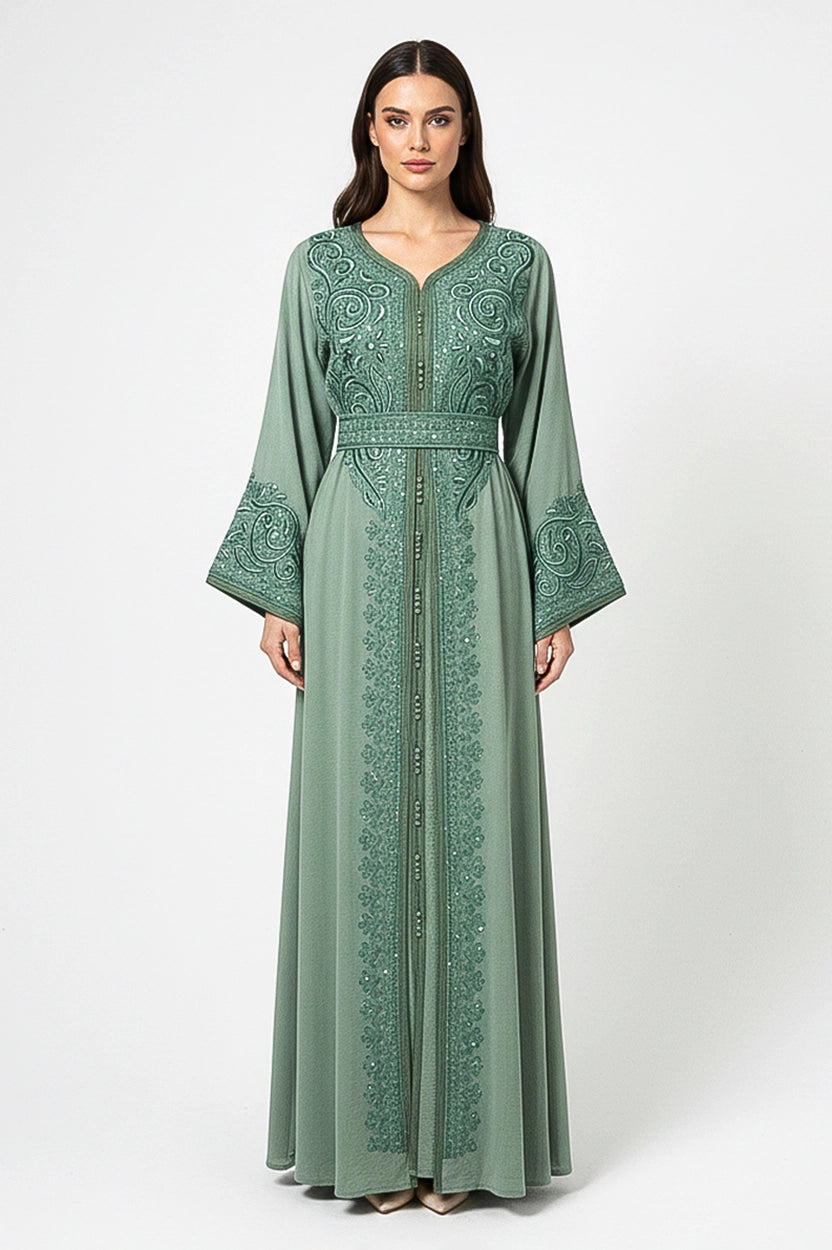 Embroidered V-Neck Kaftan