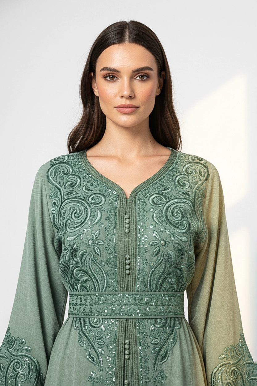 Embroidered V-Neck Kaftan