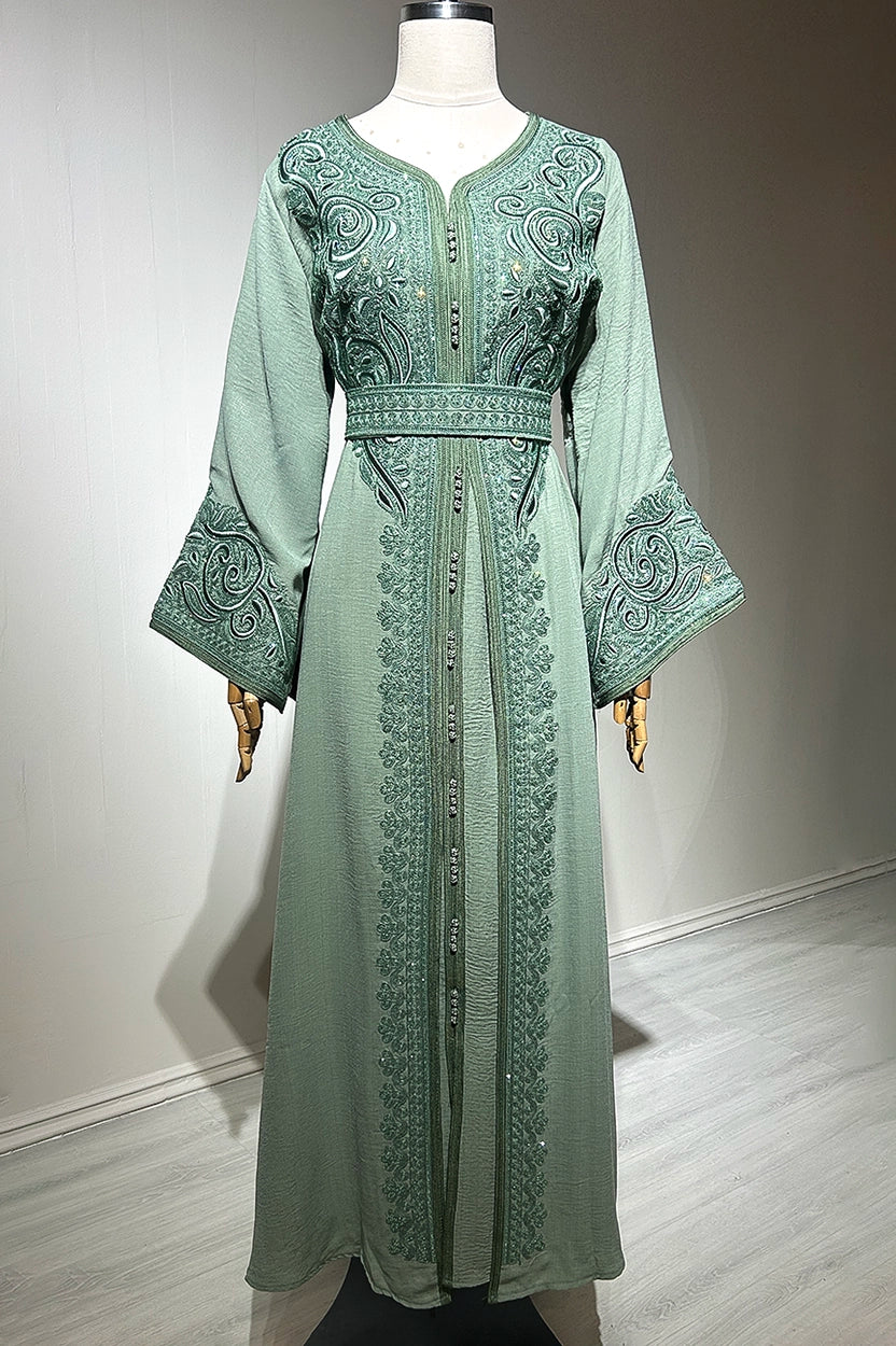 Embroidered V-Neck Kaftan