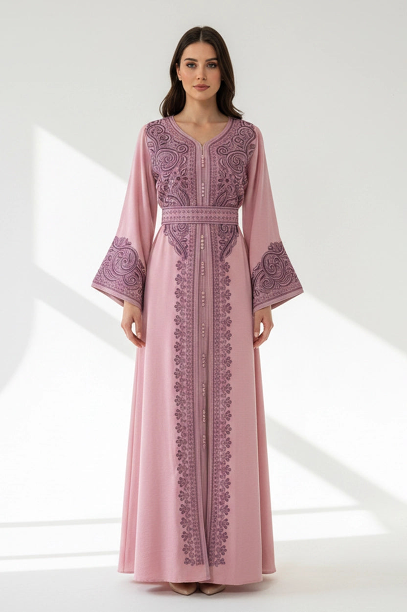Embroidered V-Neck Kaftan