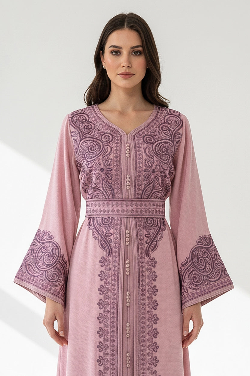 Embroidered V-Neck Kaftan
