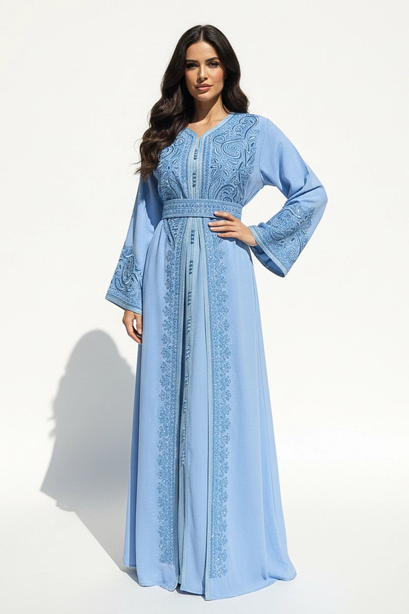 Embroidered V-Neck Kaftan