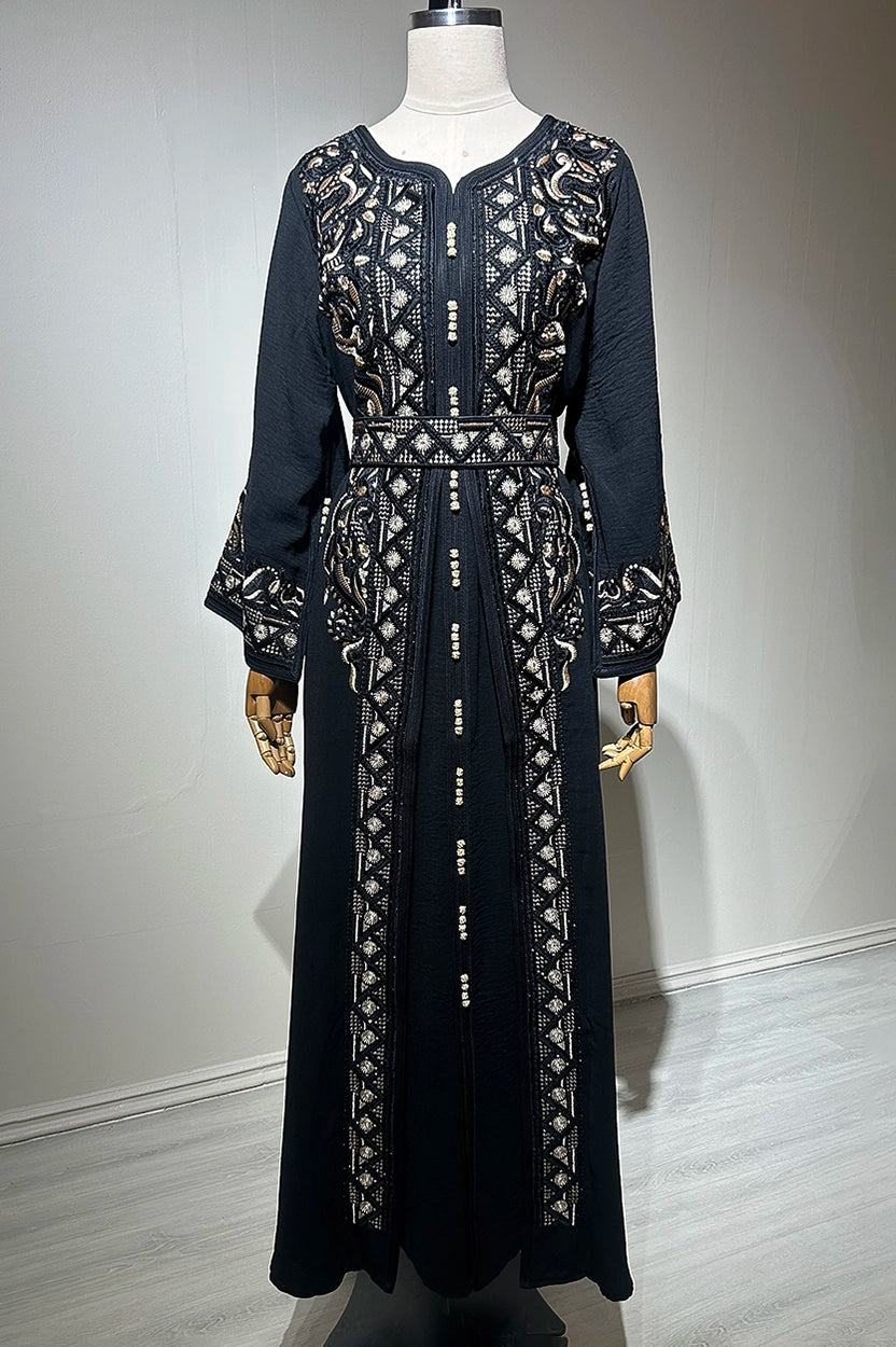 Embroidered U-Neck Kaftan