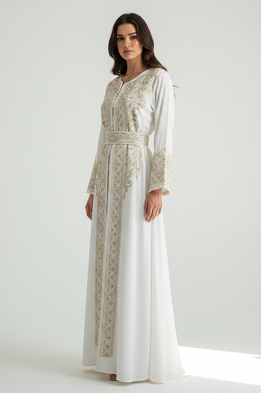 Embroidered U-Neck Kaftan