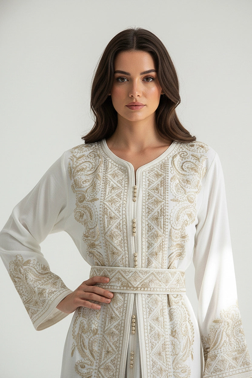 Embroidered U-Neck Kaftan