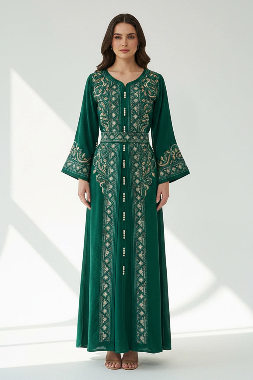 Embroidered U-Neck Kaftan
