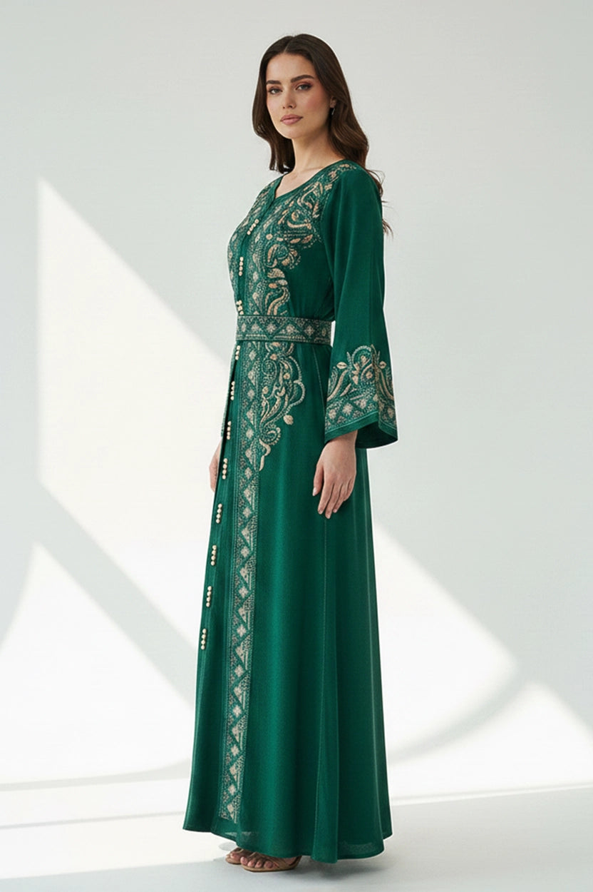 Embroidered U-Neck Kaftan