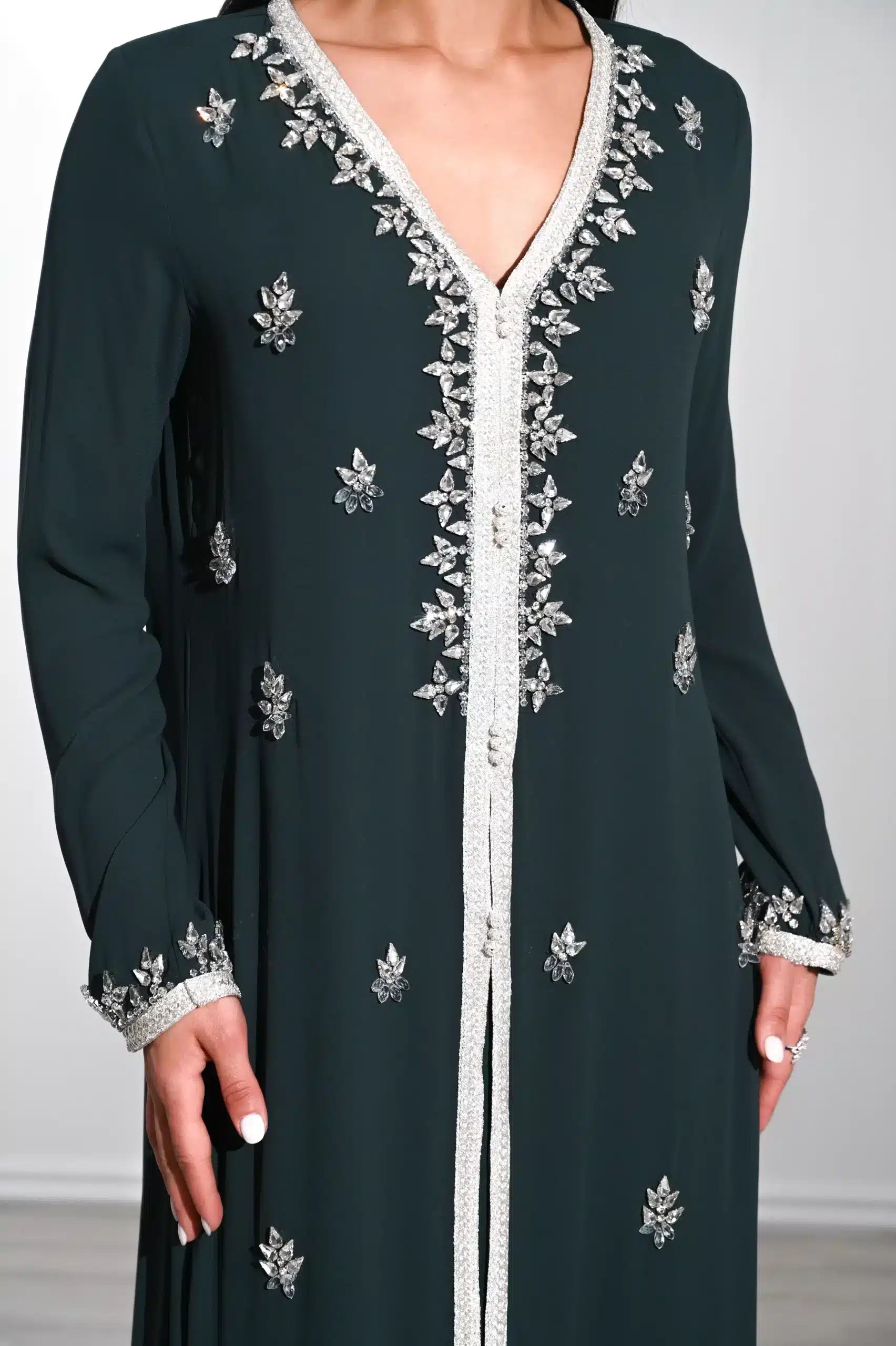 Laced Crystal Detail Chiffon Kaftan