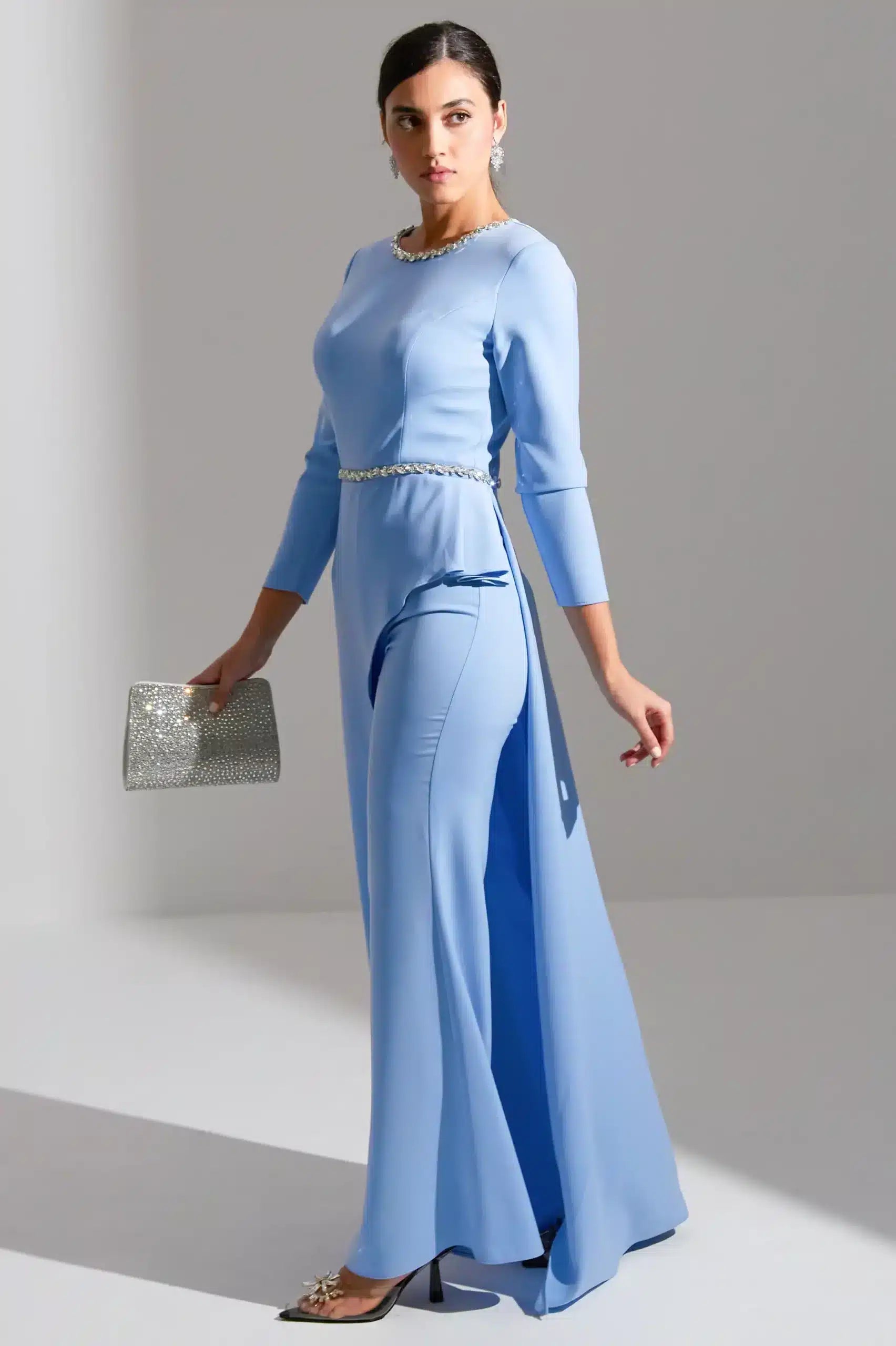 Laced Curved Crepe Jumpsuit